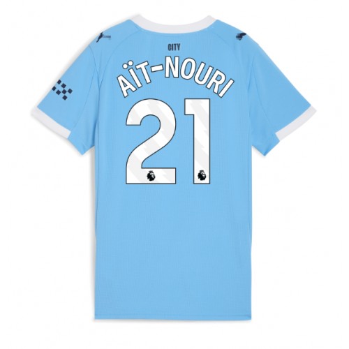 Echipament fotbal Manchester City Rayan Ait-Nouri #21 Tricou Acasa 2025-26 pentru femei maneca scurta Echipament fotbal Manchester City Rayan Ait-Nouri #21 Tricou Acasa 2025-26 pentru femei maneca scurta