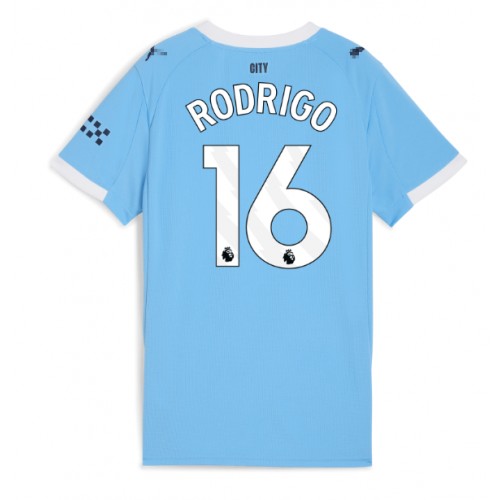 Echipament fotbal Manchester City Rodri Hernandez #16 Tricou Acasa 2025-26 pentru femei maneca scurta Echipament fotbal Manchester City Rodri Hernandez #16 Tricou Acasa 2025-26 pentru femei maneca scurta