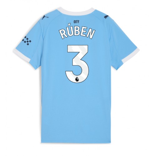 Echipament fotbal Manchester City Ruben Dias #3 Tricou Acasa 2025-26 pentru femei maneca scurta Echipament fotbal Manchester City Ruben Dias #3 Tricou Acasa 2025-26 pentru femei maneca scurta