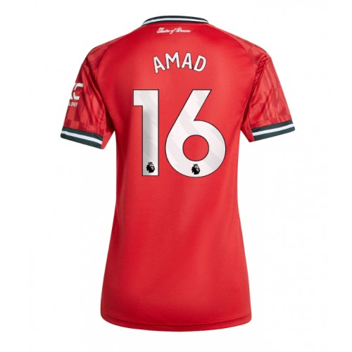 Echipament fotbal Manchester United Amad Diallo #16 Tricou Acasa 2025-26 pentru femei maneca scurta Echipament fotbal Manchester United Amad Diallo #16 Tricou Acasa 2025-26 pentru femei maneca scurta