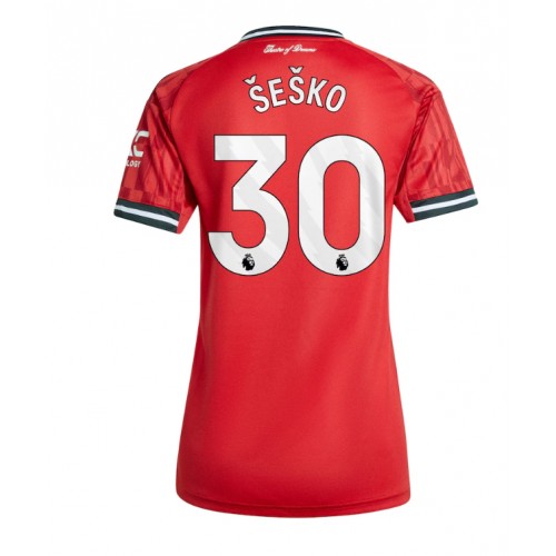 Echipament fotbal Manchester United Benjamin Sesko #30 Tricou Acasa 2025-26 pentru femei maneca scurta Echipament fotbal Manchester United Benjamin Sesko #30 Tricou Acasa 2025-26 pentru femei maneca scurta