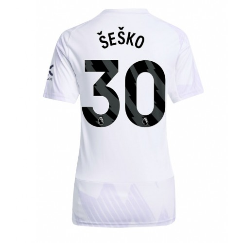 Echipament fotbal Manchester United Benjamin Sesko #30 Tricou Deplasare 2025-26 pentru femei maneca scurta Echipament fotbal Manchester United Benjamin Sesko #30 Tricou Deplasare 2025-26 pentru femei maneca scurta