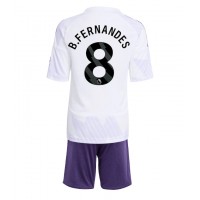 Echipament fotbal Manchester United Bruno Fernandes #8 Tricou Deplasare 2025-26 pentru copii maneca scurta (+ Pantaloni scurti)