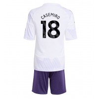 Echipament fotbal Manchester United Casemiro #18 Tricou Deplasare 2025-26 pentru copii maneca scurta (+ Pantaloni scurti)