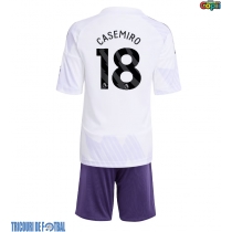 Echipament fotbal Manchester United Casemiro #18 Tricou Deplasare 2025-26 pentru copii maneca scurta (+ Pantaloni scurti)