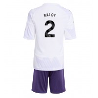 Echipament fotbal Manchester United Diogo Dalot #2 Tricou Deplasare 2025-26 pentru copii maneca scurta (+ Pantaloni scurti)