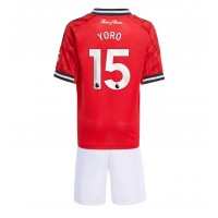 Echipament fotbal Manchester United Leny Yoro #15 Tricou Acasa 2025-26 pentru copii maneca scurta (+ Pantaloni scurti)