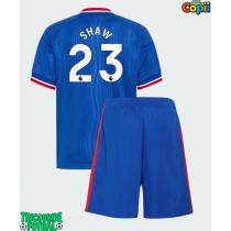 Echipament fotbal Manchester United Luke Shaw #23 Tricou Deplasare 2026-27 pentru copii maneca scurta (+ Pantaloni scurti)
