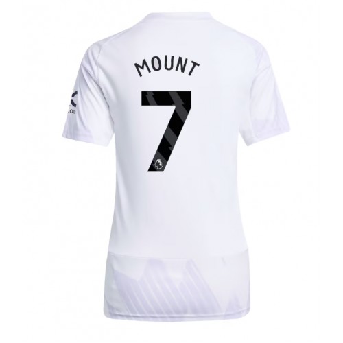 Echipament fotbal Manchester United Mason Mount #7 Tricou Deplasare 2025-26 pentru femei maneca scurta Echipament fotbal Manchester United Mason Mount #7 Tricou Deplasare 2025-26 pentru femei maneca scurta