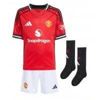 Echipament fotbal Manchester United Matheus Cunha #10 Tricou Acasa 2025-26 pentru copii maneca scurta (+ Pantaloni scurti)