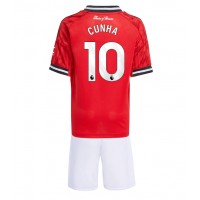 Echipament fotbal Manchester United Matheus Cunha #10 Tricou Acasa 2025-26 pentru copii maneca scurta (+ Pantaloni scurti)