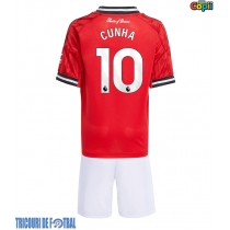 Echipament fotbal Manchester United Matheus Cunha #10 Tricou Acasa 2025-26 pentru copii maneca scurta (+ Pantaloni scurti)
