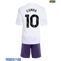 Echipament fotbal Manchester United Matheus Cunha #10 Tricou Deplasare 2025-26 pentru copii maneca scurta (+ Pantaloni scurti)