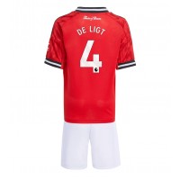Echipament fotbal Manchester United Matthijs de Ligt #4 Tricou Acasa 2025-26 pentru copii maneca scurta (+ Pantaloni scurti)