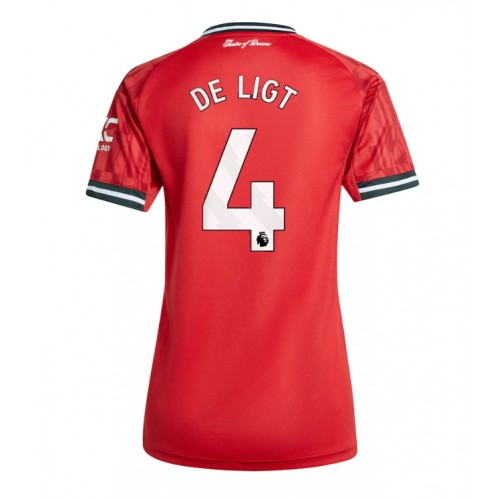 Echipament fotbal Manchester United Matthijs de Ligt #4 Tricou Acasa 2025-26 pentru femei maneca scurta Echipament fotbal Manchester United Matthijs de Ligt #4 Tricou Acasa 2025-26 pentru femei maneca scurta