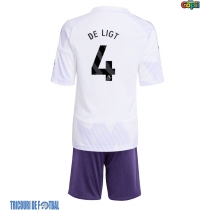 Echipament fotbal Manchester United Matthijs de Ligt #4 Tricou Deplasare 2025-26 pentru copii maneca scurta (+ Pantaloni scurti)