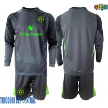 Echipament fotbal Manchester United Portar Tricou Deplasare 2025-26 pentru copii maneca lunga (+ Pantaloni scurti)