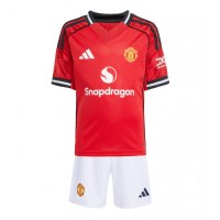 Echipament fotbal Manchester United Tricou Acasa 2025-26 pentru copii maneca scurta (+ Pantaloni scurti)