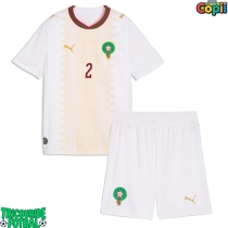 Echipament fotbal Maroc Achraf Hakimi #2 Tricou Deplasare Mondial 2026 pentru copii maneca scurta (+ Pantaloni scurti)