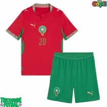 Echipament fotbal Maroc Ayoub El Kaabi #20 Tricou Acasa Mondial 2026 pentru copii maneca scurta (+ Pantaloni scurti)