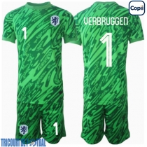 Echipament fotbal Olanda Bart Verbruggen #1 Portar Tricou Acasa European 2024 pentru copii maneca scurta (+ Pantaloni scurti)