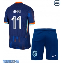 Echipament fotbal Olanda Cody Gakpo #11 Tricou Deplasare European 2024 pentru copii maneca scurta (+ Pantaloni scurti)