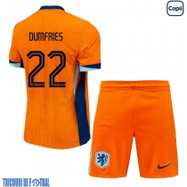 Echipament fotbal Olanda Denzel Dumfries #22 Tricou Acasa European 2024 pentru copii maneca scurta (+ Pantaloni scurti)