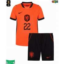 Echipament fotbal Olanda Denzel Dumfries #22 Tricou Acasa Mondial 2026 pentru copii maneca scurta (+ Pantaloni scurti)