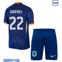 Echipament fotbal Olanda Denzel Dumfries #22 Tricou Deplasare European 2024 pentru copii maneca scurta (+ Pantaloni scurti)