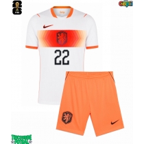 Echipament fotbal Olanda Denzel Dumfries #22 Tricou Deplasare Mondial 2026 pentru copii maneca scurta (+ Pantaloni scurti)