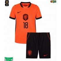 Echipament fotbal Olanda Donyell Malen #18 Tricou Acasa Mondial 2026 pentru copii maneca scurta (+ Pantaloni scurti)