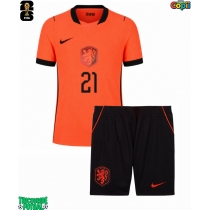 Echipament fotbal Olanda Frenkie de Jong #21 Tricou Acasa Mondial 2026 pentru copii maneca scurta (+ Pantaloni scurti)
