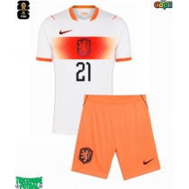 Echipament fotbal Olanda Frenkie de Jong #21 Tricou Deplasare Mondial 2026 pentru copii maneca scurta (+ Pantaloni scurti)