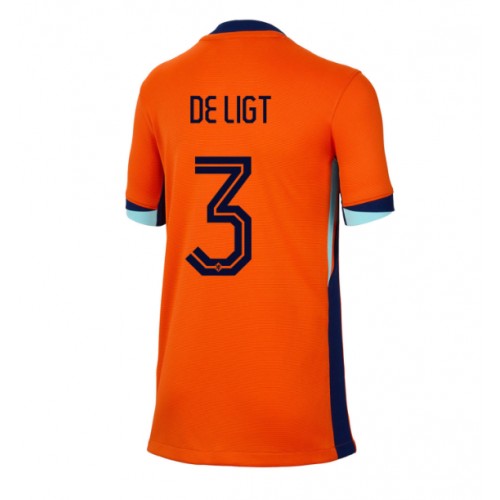Echipament fotbal Olanda Matthijs de Ligt #3 Tricou Acasa European 2024 pentru femei maneca scurta Echipament fotbal Olanda Matthijs de Ligt #3 Tricou Acasa European 2024 pentru femei maneca scurta