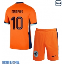Echipament fotbal Olanda Memphis Depay #10 Tricou Acasa European 2024 pentru copii maneca scurta (+ Pantaloni scurti)