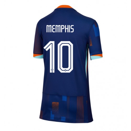 Echipament fotbal Olanda Memphis Depay #10 Tricou Deplasare European 2024 pentru femei maneca scurta Echipament fotbal Olanda Memphis Depay #10 Tricou Deplasare European 2024 pentru femei maneca scurta