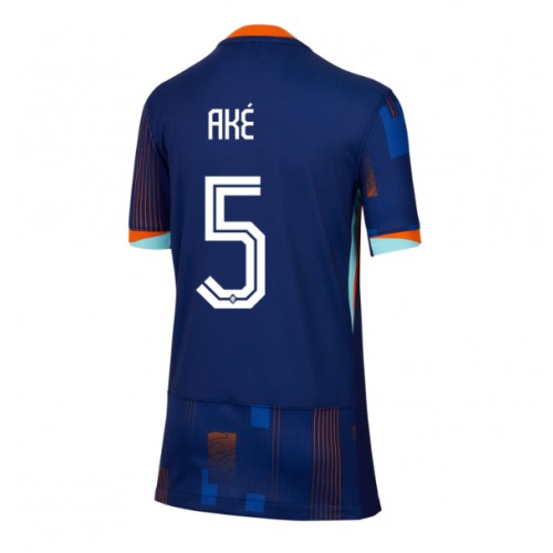 Echipament fotbal Olanda Nathan Ake #5 Tricou Deplasare European 2024 pentru femei maneca scurta Echipament fotbal Olanda Nathan Ake #5 Tricou Deplasare European 2024 pentru femei maneca scurta