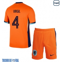 Echipament fotbal Olanda Virgil van Dijk #4 Tricou Acasa European 2024 pentru copii maneca scurta (+ Pantaloni scurti)