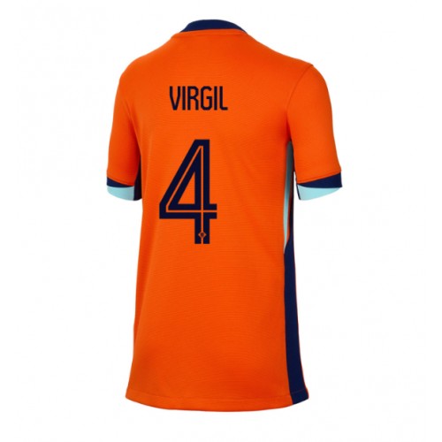 Echipament fotbal Olanda Virgil van Dijk #4 Tricou Acasa European 2024 pentru femei maneca scurta Echipament fotbal Olanda Virgil van Dijk #4 Tricou Acasa European 2024 pentru femei maneca scurta