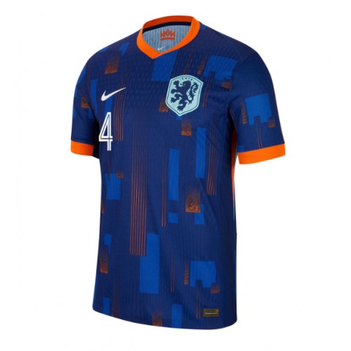 Echipament fotbal Olanda Virgil van Dijk #4 Tricou Deplasare European 2024 maneca scurta Echipament fotbal Olanda Virgil van Dijk #4 Tricou Deplasare European 2024 maneca scurta