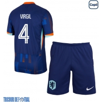 Echipament fotbal Olanda Virgil van Dijk #4 Tricou Deplasare European 2024 pentru copii maneca scurta (+ Pantaloni scurti)