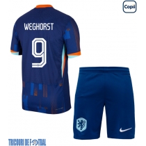 Echipament fotbal Olanda Wout Weghorst #9 Tricou Deplasare European 2024 pentru copii maneca scurta (+ Pantaloni scurti)