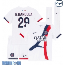 Echipament fotbal Paris Saint-Germain Bradley Barcola #29 Tricou Deplasare 2025-26 pentru copii maneca scurta (+ Pantaloni scurti)