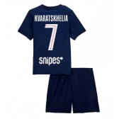 Echipament fotbal Paris Saint-Germain Khvicha Kvaratskhelia #7 Tricou Acasa 2025-26 pentru copii maneca scurta (+ Pantaloni scurti)