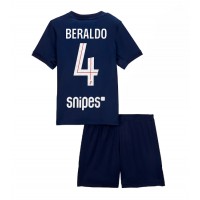 Echipament fotbal Paris Saint-Germain Lucas Beraldo #4 Tricou Acasa 2025-26 pentru copii maneca scurta (+ Pantaloni scurti)