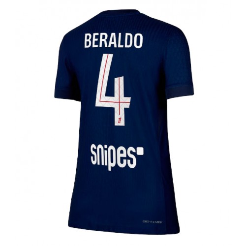Echipament fotbal Paris Saint-Germain Lucas Beraldo #4 Tricou Acasa 2025-26 pentru femei maneca scurta Echipament fotbal Paris Saint-Germain Lucas Beraldo #4 Tricou Acasa 2025-26 pentru femei maneca scurta