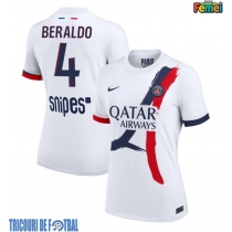Echipament fotbal Paris Saint-Germain Lucas Beraldo #4 Tricou Deplasare 2025-26 pentru femei maneca scurta