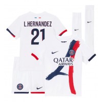 Echipament fotbal Paris Saint-Germain Lucas Hernandez #21 Tricou Deplasare 2025-26 pentru copii maneca scurta (+ Pantaloni scurti)
