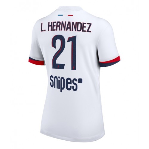 Echipament fotbal Paris Saint-Germain Lucas Hernandez #21 Tricou Deplasare 2025-26 pentru femei maneca scurta Echipament fotbal Paris Saint-Germain Lucas Hernandez #21 Tricou Deplasare 2025-26 pentru femei maneca scurta