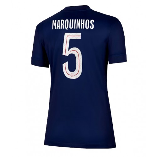 Echipament fotbal Paris Saint-Germain Marquinhos #5 Tricou Acasa 2025-26 pentru femei maneca scurta Echipament fotbal Paris Saint-Germain Marquinhos #5 Tricou Acasa 2025-26 pentru femei maneca scurta